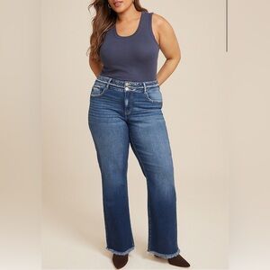 Plus Size KanCan™ High Rise Curvy Double Button Bootcut Jean size 18